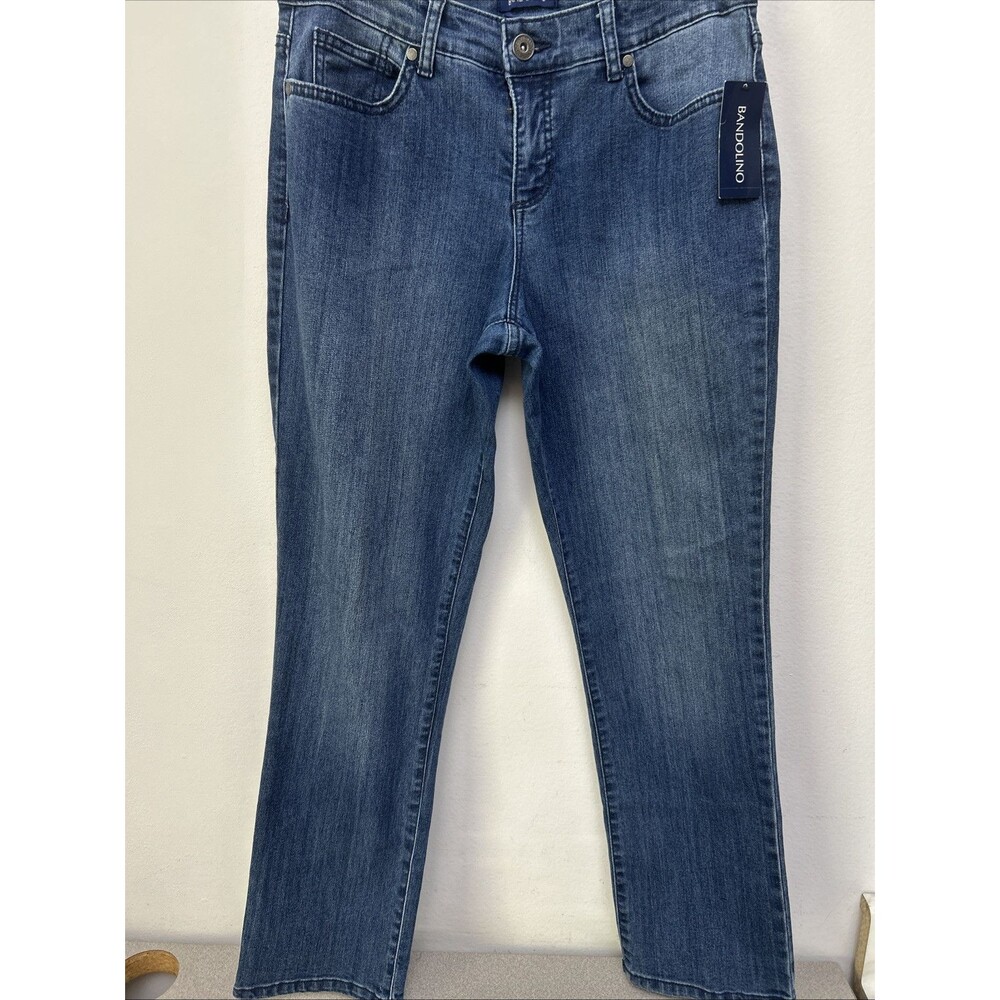 Bandolino Jeans, Denim, Straight Leg, Stretch, Medium Blue, Womans Size 12 NWT